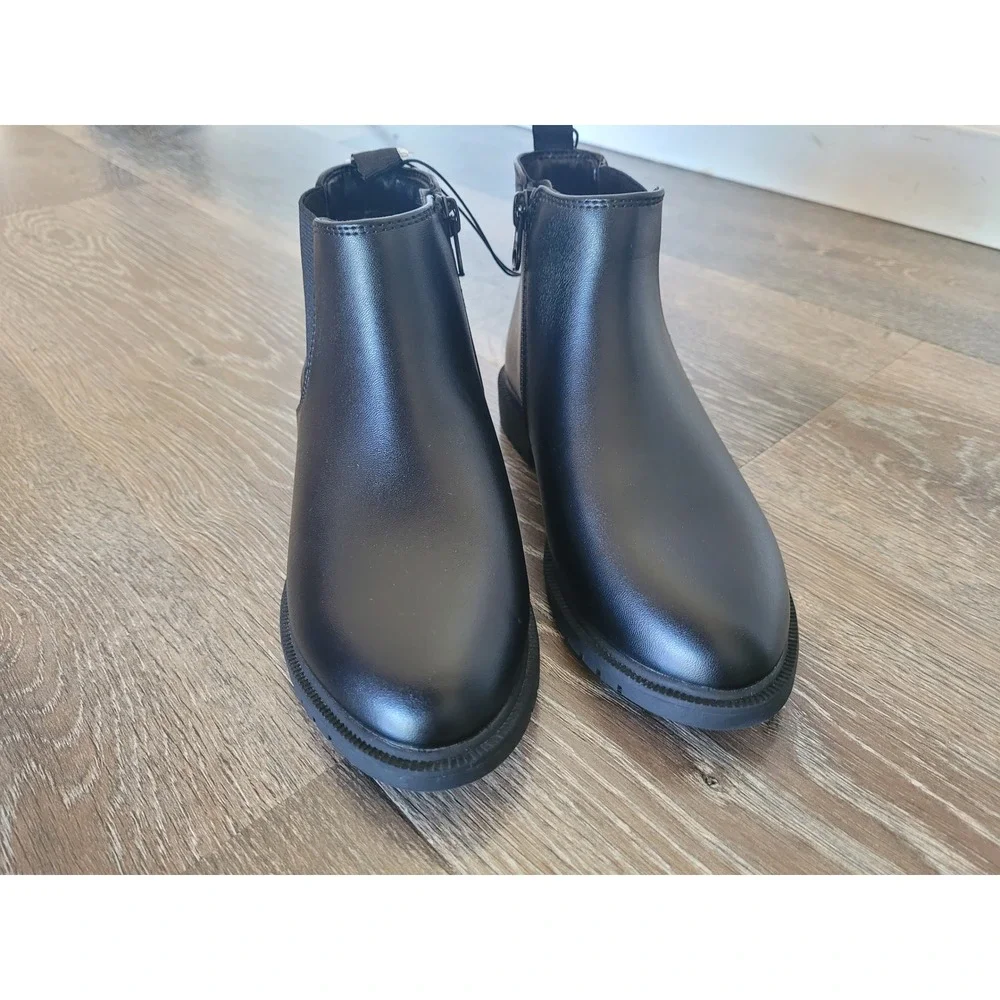 Cat & Jack Kids Black Faux Leather Chelsea Ankle Boots Side Zipper 13 NEW #5